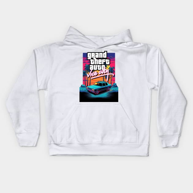 Grand theft city Kids Hoodie by SAN ART STUDIO 